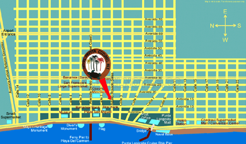 Map Of Cozumel - Hotel Pepita